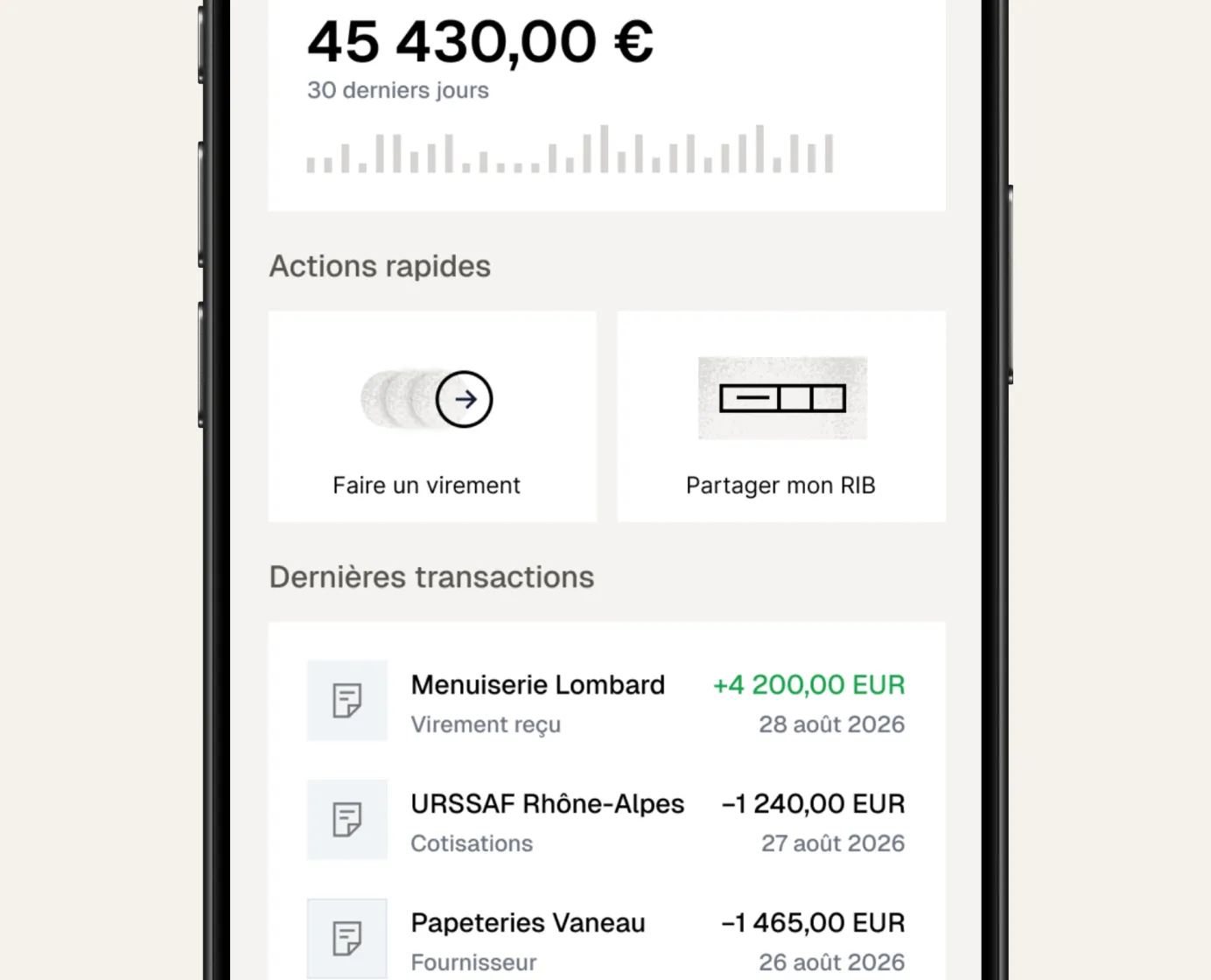 Écran de l'application KLR